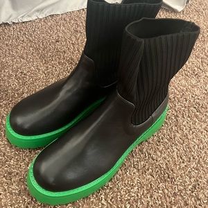 Black/ Green Boots